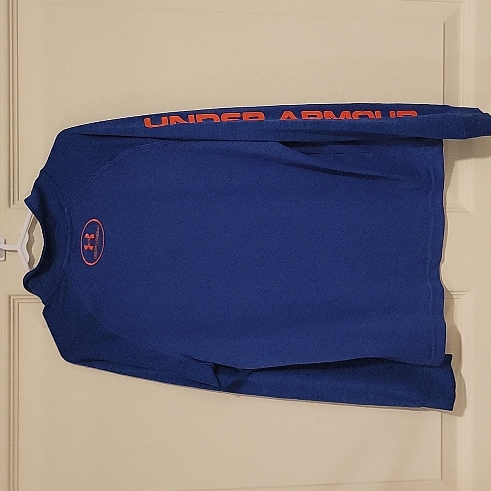 Under Armour Royal Blue Quarter-Zip with Orange Details, Small - Picture 3 of 3